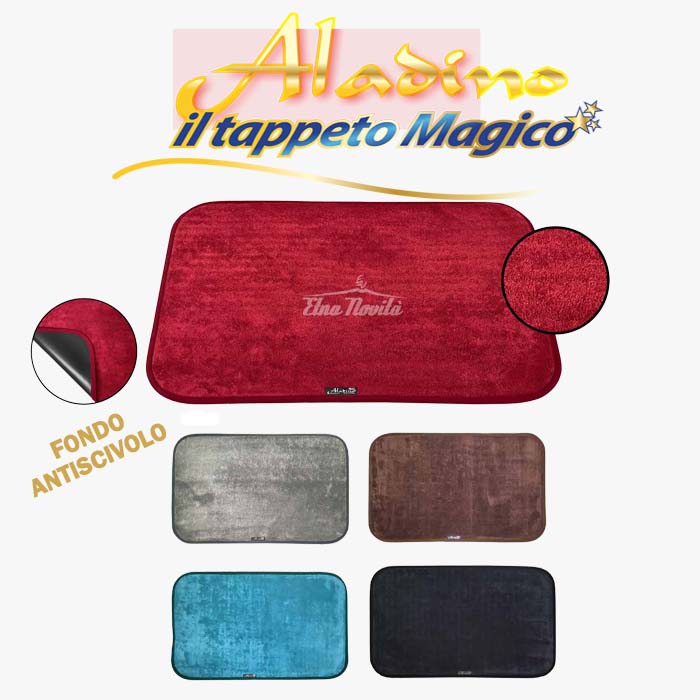 etnanovita Tappeto Magico ALADINO 45x70 CM 10 Colori Antiscivolo Microfibra,Zerbino,Lavabile Nero 